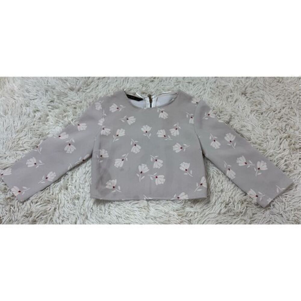 Adorable Red, White & Cream Floral Crop Top Blouse  blouse by Zara Basic size XS